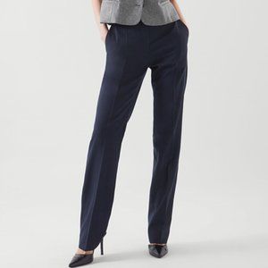 COS straight-leg navy wool pants